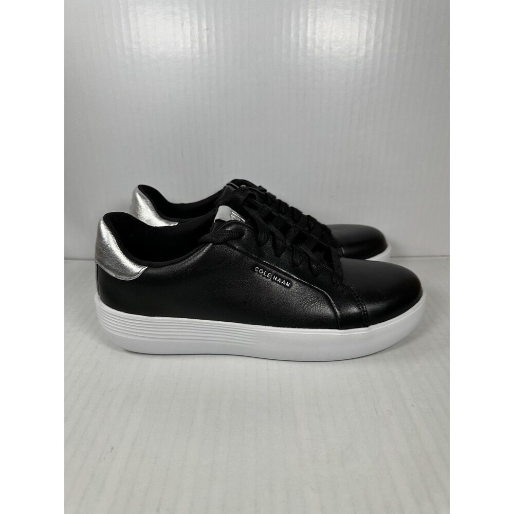 Size 9.5 Womens COLE HAAN GC Joy Platform Sneaker Shoes Black/Silver W29954